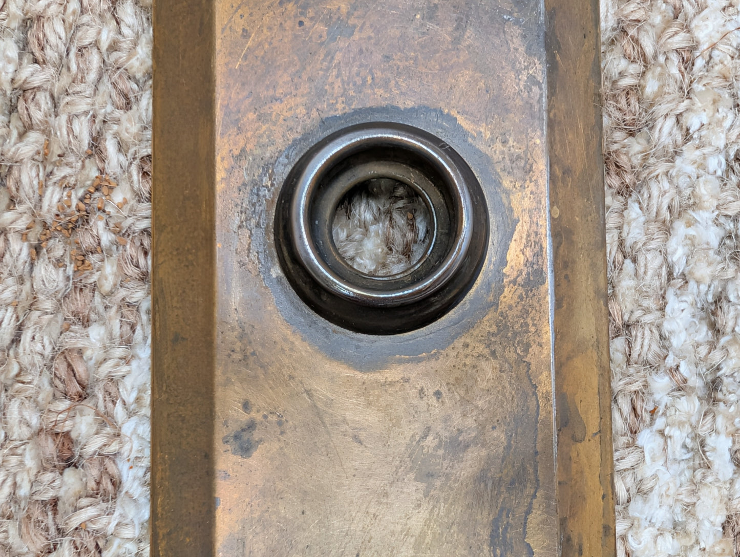 2 1/2" x 9" Antique Brass Plated Stamped Steel Door Knob Plate