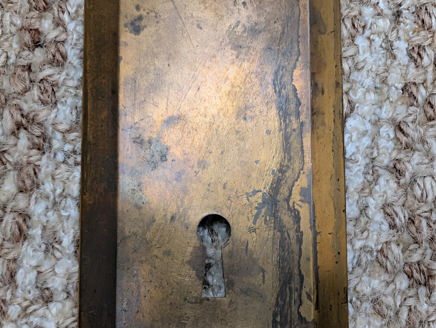 2 1/2" x 9" Antique Brass Plated Stamped Steel Door Knob Plate