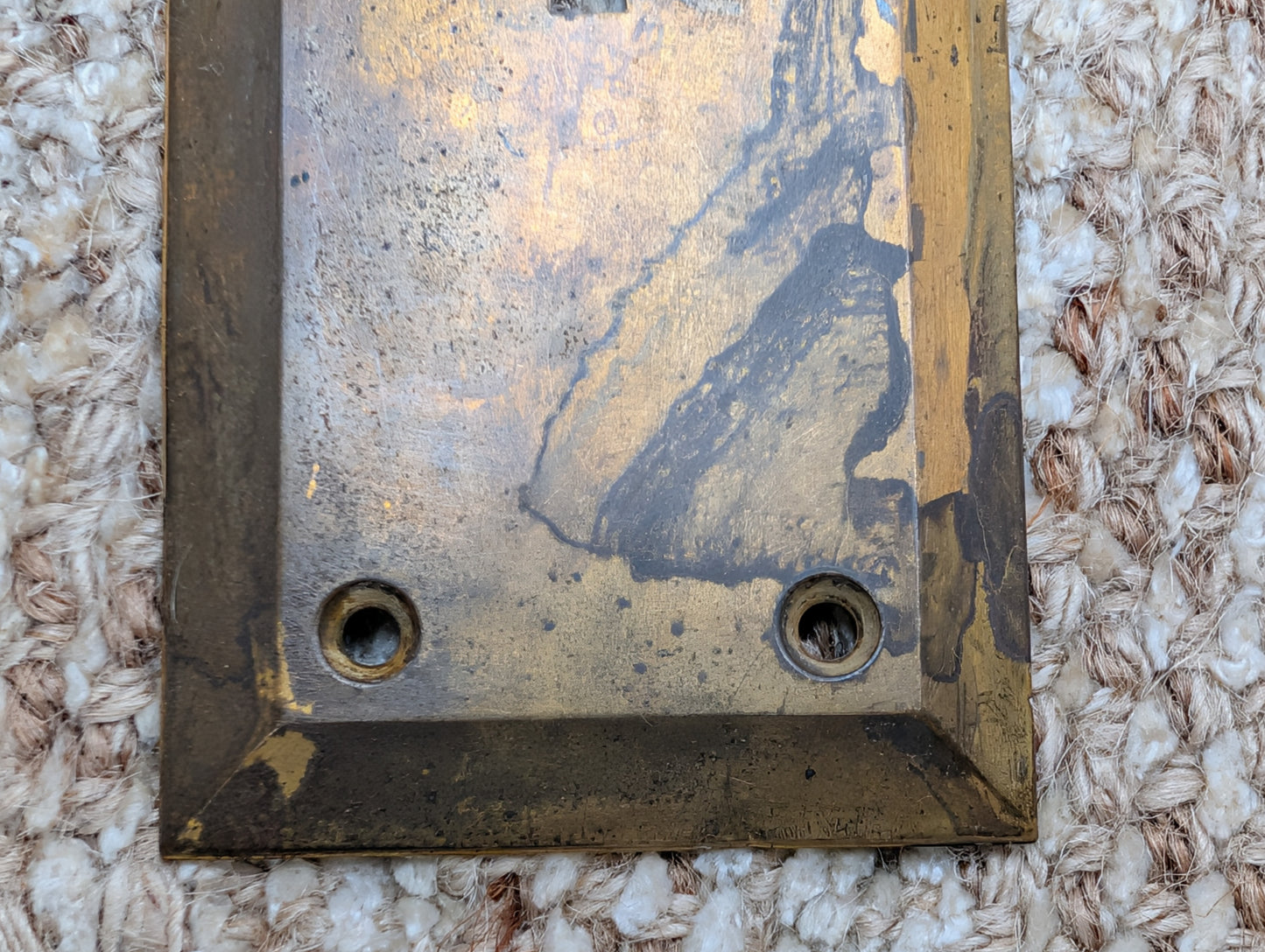 2 1/2" x 9" Antique Brass Plated Stamped Steel Door Knob Plate
