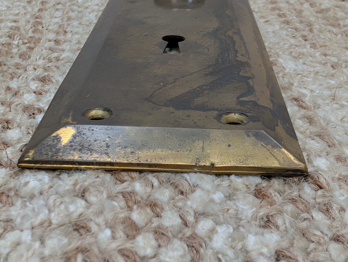 2 1/2" x 9" Antique Brass Plated Stamped Steel Door Knob Plate