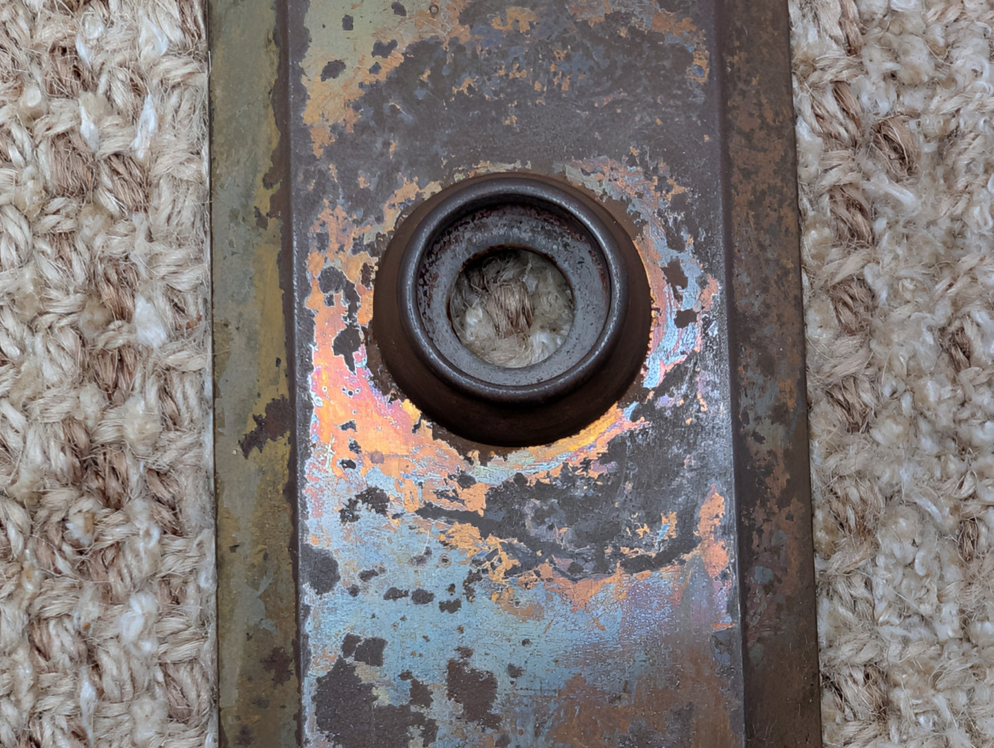 2 1/2" x 9"  Antique Stamped Steel Door Knob Plate