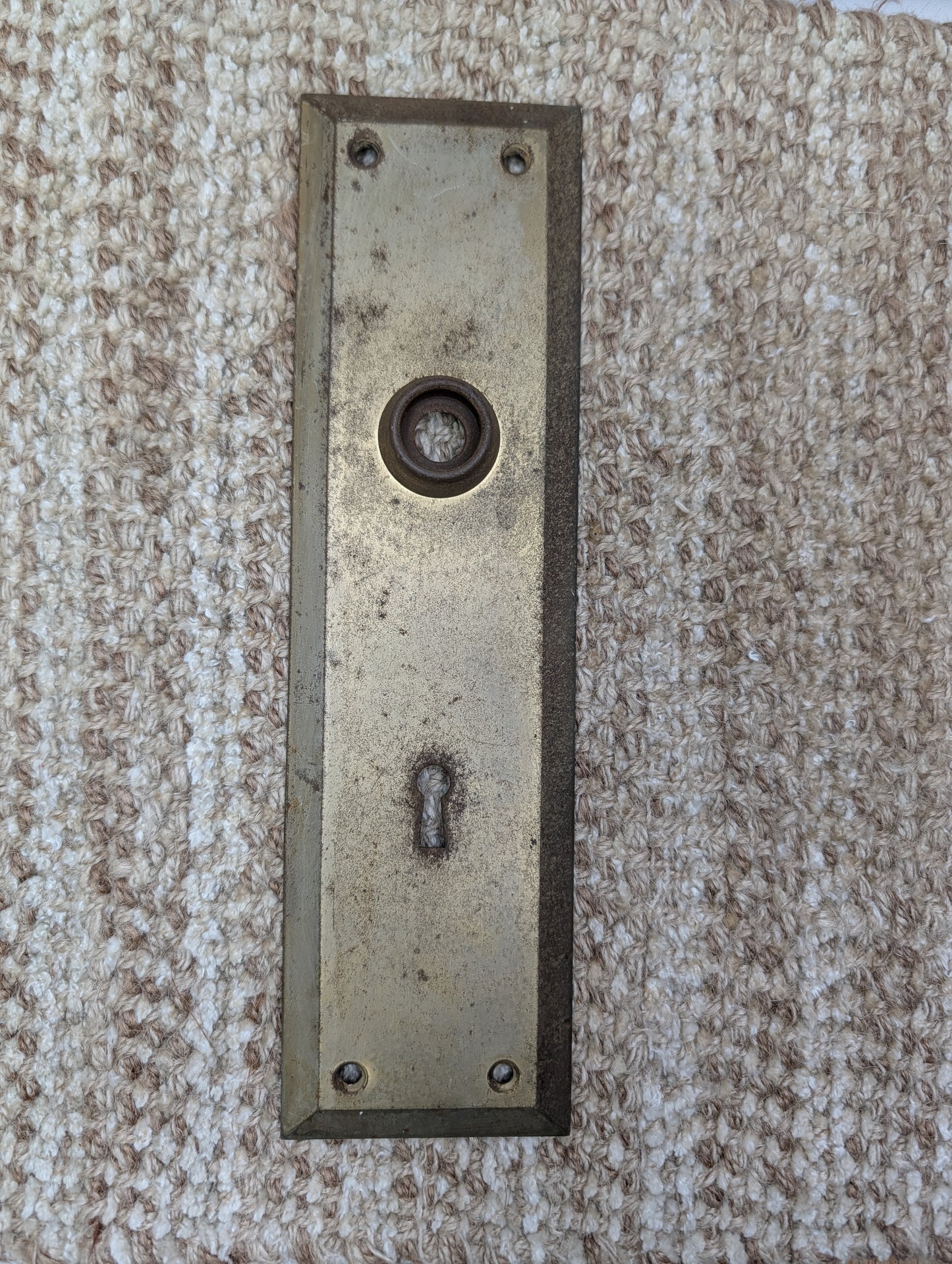 2 3/4" x 10"  Antique Brass Plated Stamped Steel Door Knob Plate