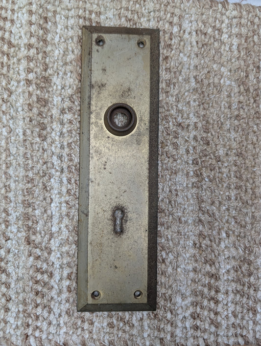 2 3/4" x 10"  Antique Brass Plated Stamped Steel Door Knob Plate