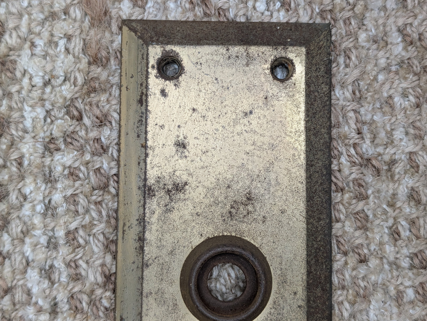 2 3/4" x 10"  Antique Brass Plated Stamped Steel Door Knob Plate