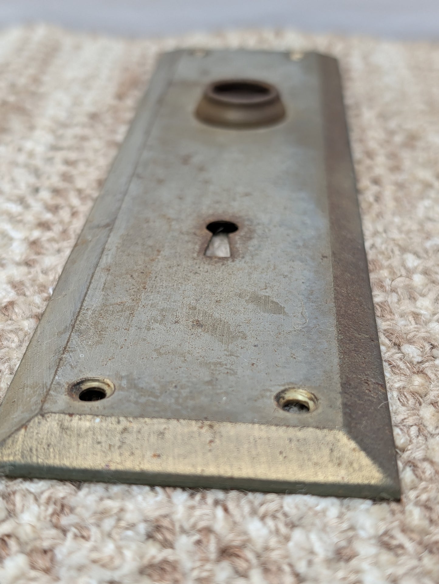 2 3/4" x 10"  Antique Brass Plated Stamped Steel Door Knob Plate