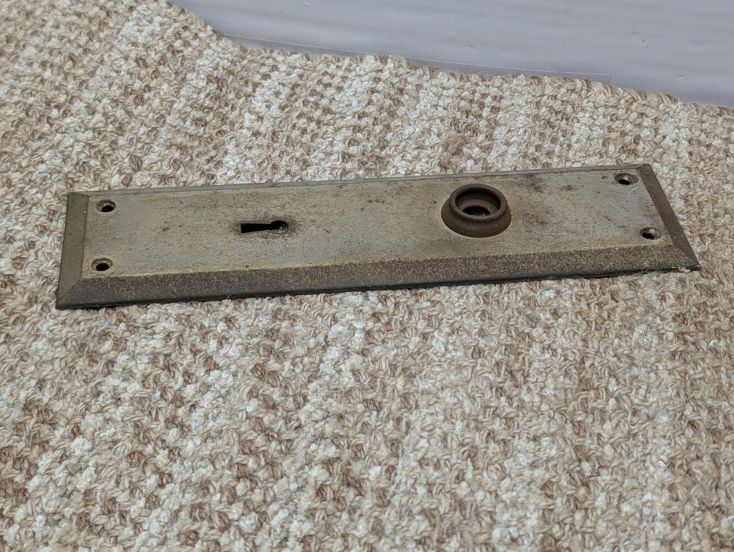 2 3/4" x 10"  Antique Brass Plated Stamped Steel Door Knob Plate
