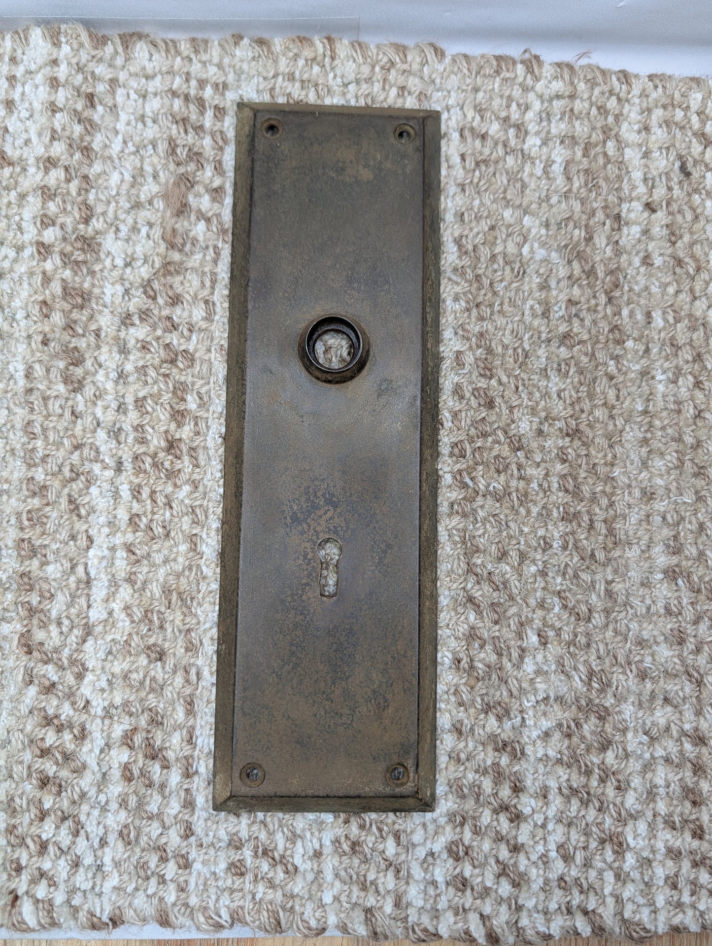 3" x 10" Antique Stamped Steel Door Knob Plate