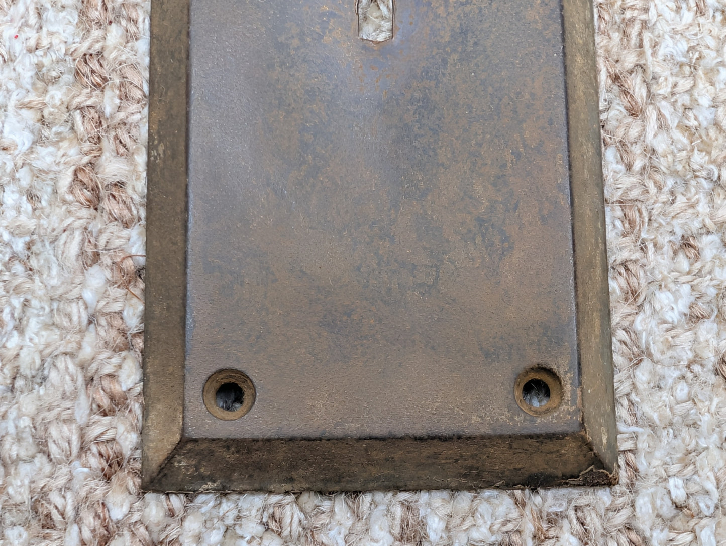 3" x 10" Antique Stamped Steel Door Knob Plate