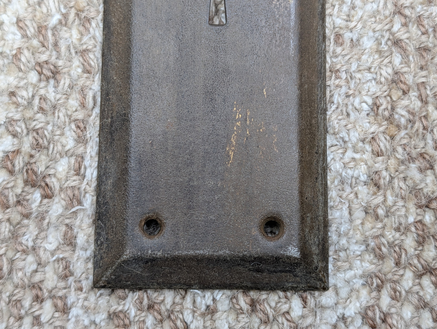 2 3/4" x 10 7/16" Antique Brass Plated Stamped Steel Door Knob Plate
