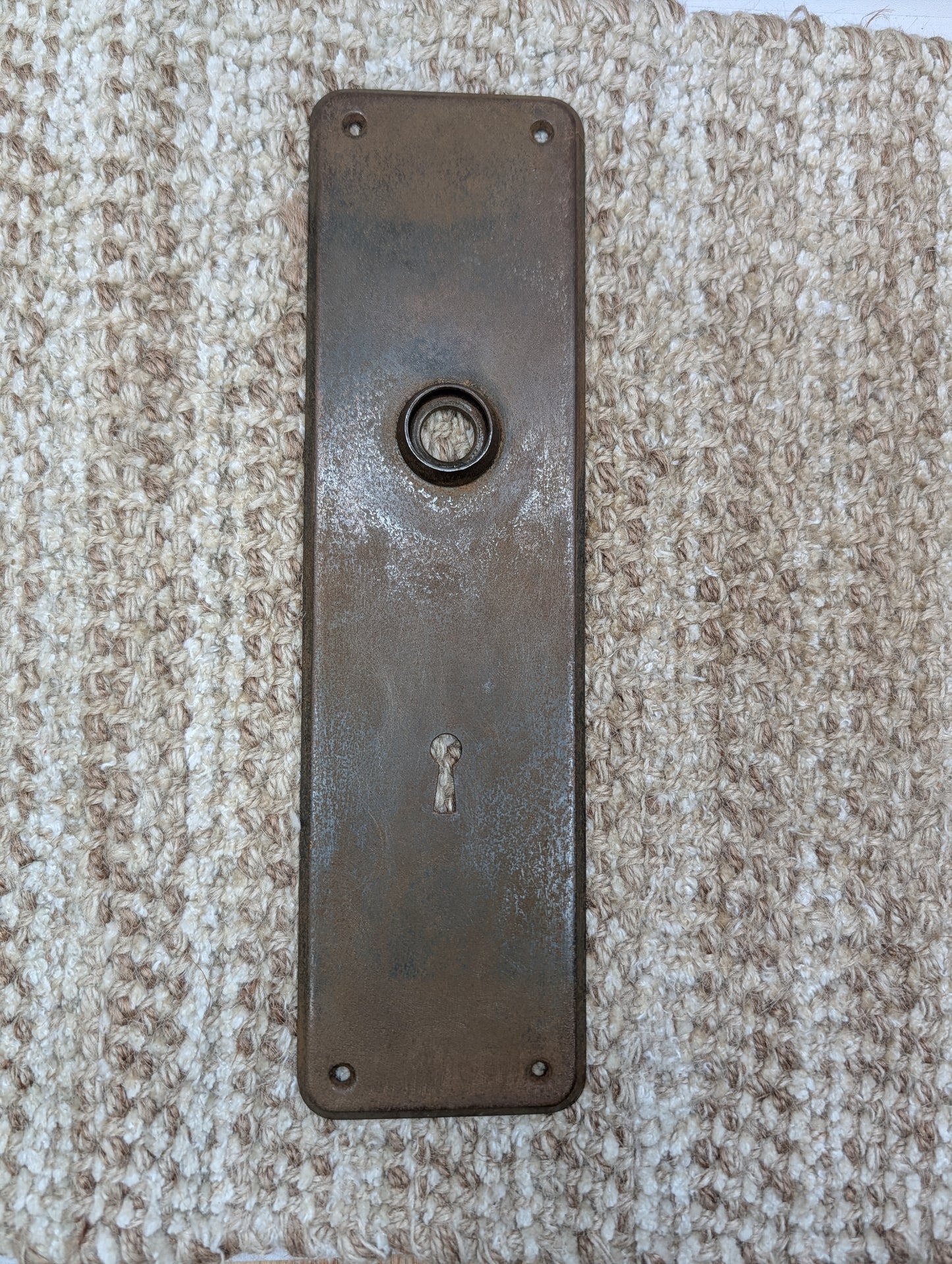 2 3/4" x 10" Antique Stamped Steel Door Knob Plate