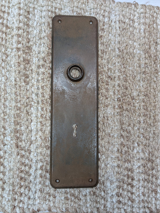 2 3/4" x 10" Antique Stamped Steel Door Knob Plate