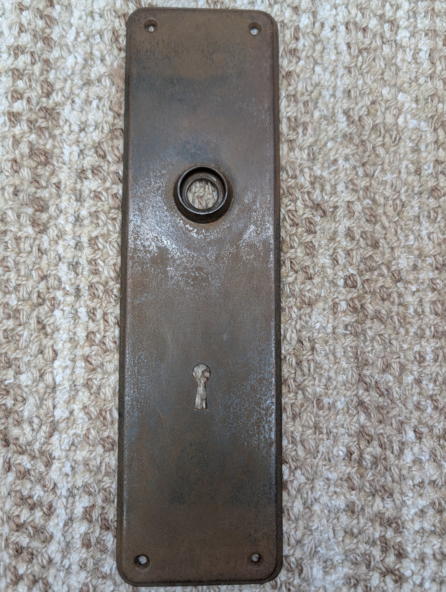 2 3/4" x 10" Antique Stamped Steel Door Knob Plate