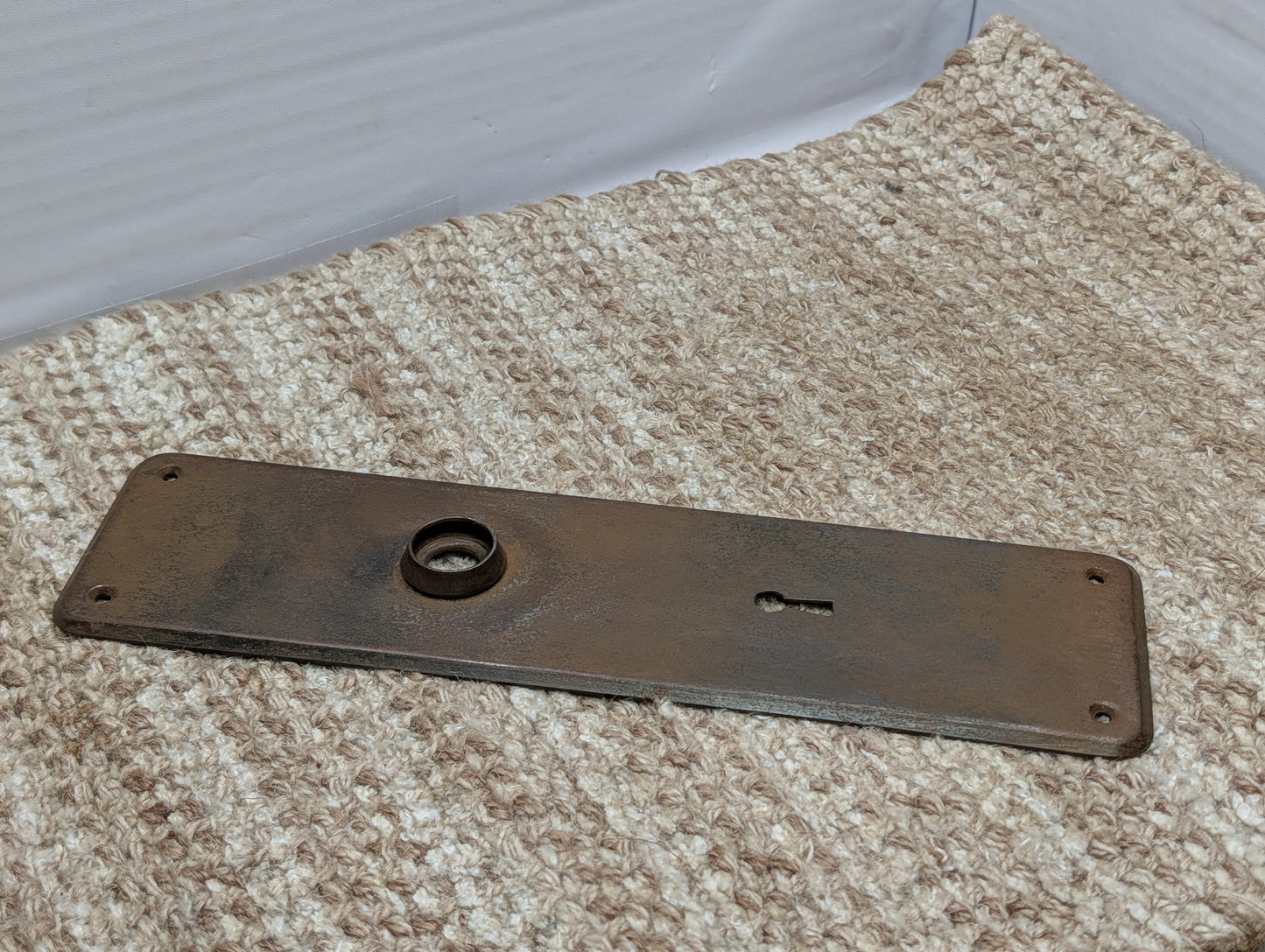 2 3/4" x 10" Antique Stamped Steel Door Knob Plate