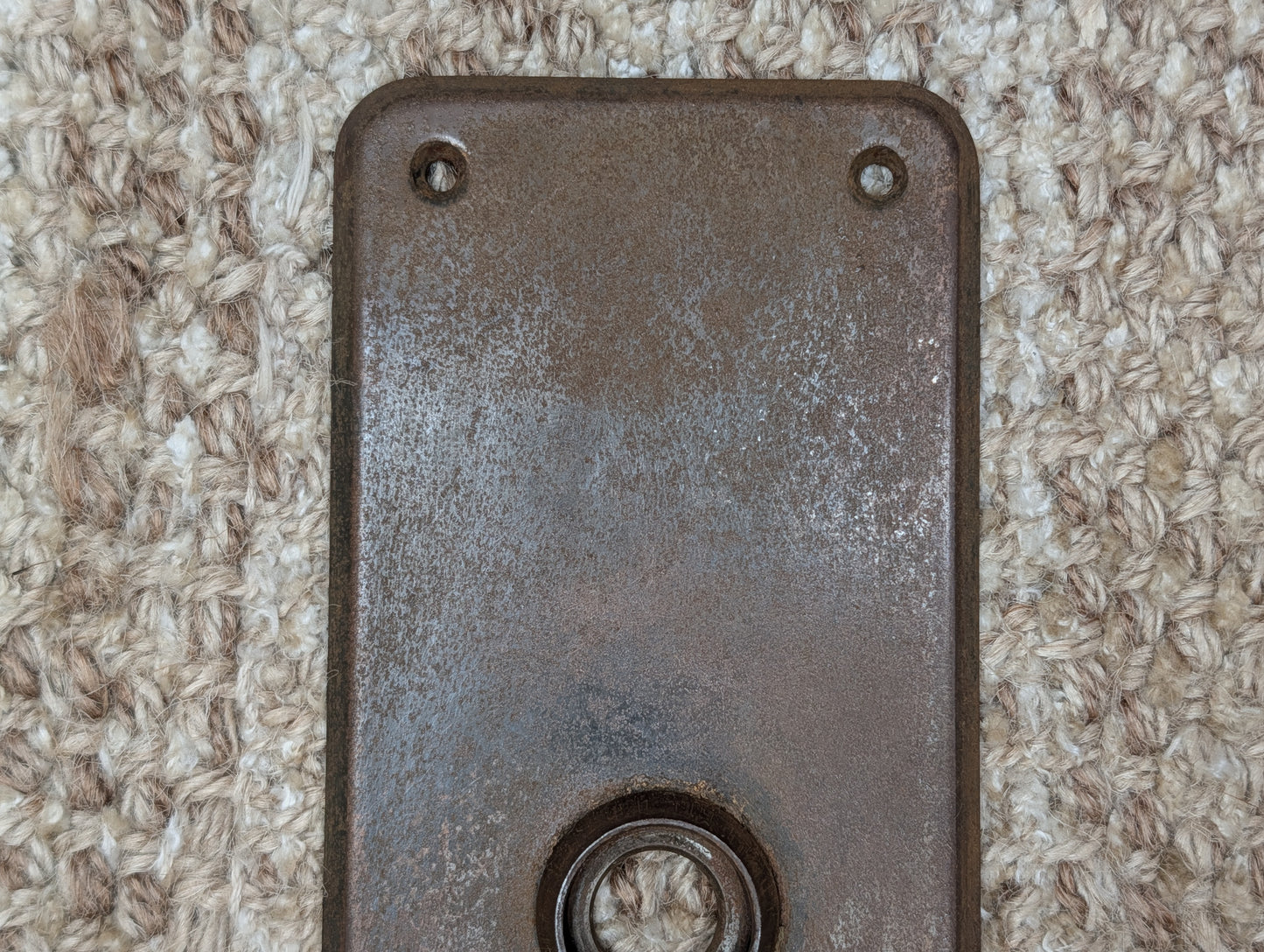 2 3/4" x 10" Antique Stamped Steel Door Knob Plate