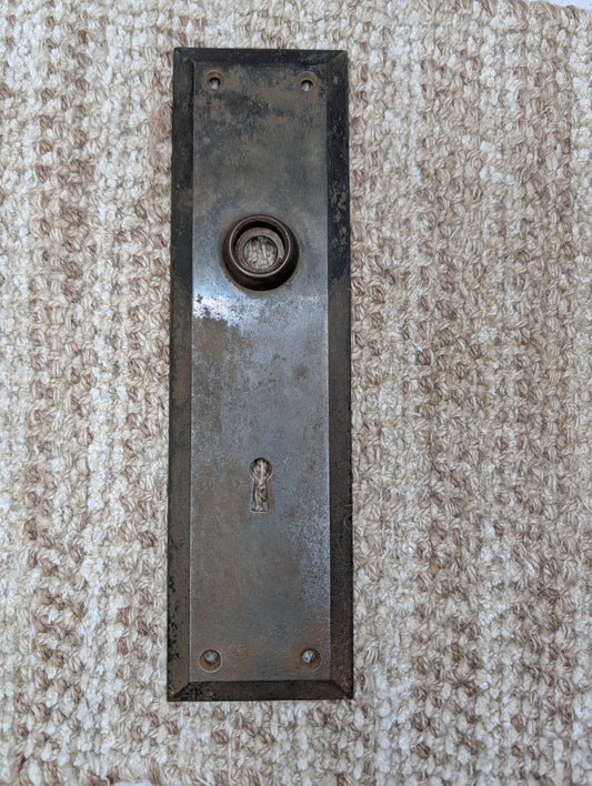 2 3/4" x 10" Antique Stamped Steel Door Knob Plate
