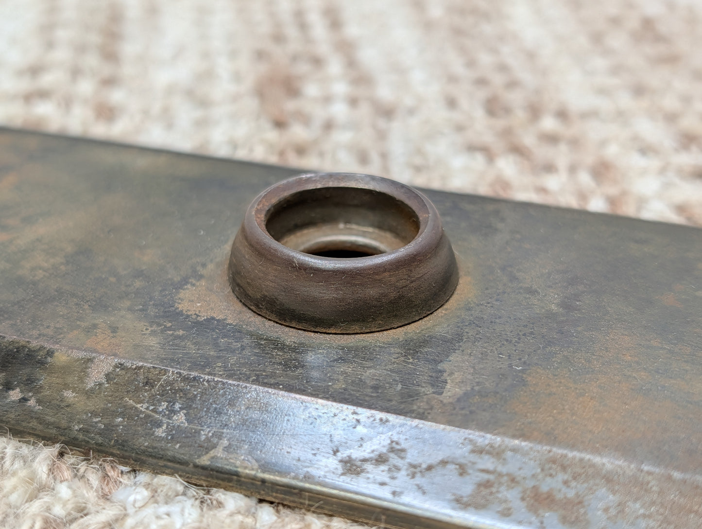 2 3/4" x 10" Antique Stamped Steel Door Knob Plate