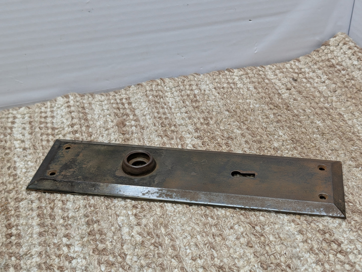 2 3/4" x 10" Antique Stamped Steel Door Knob Plate