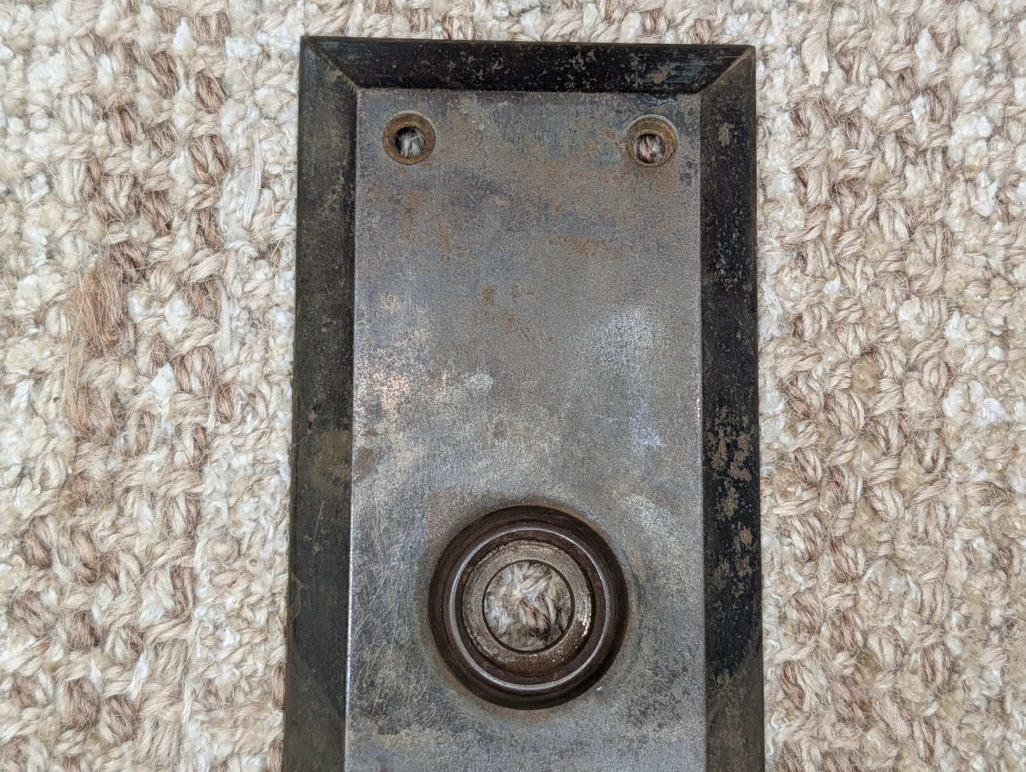 2 3/4" x 10" Antique Stamped Steel Door Knob Plate