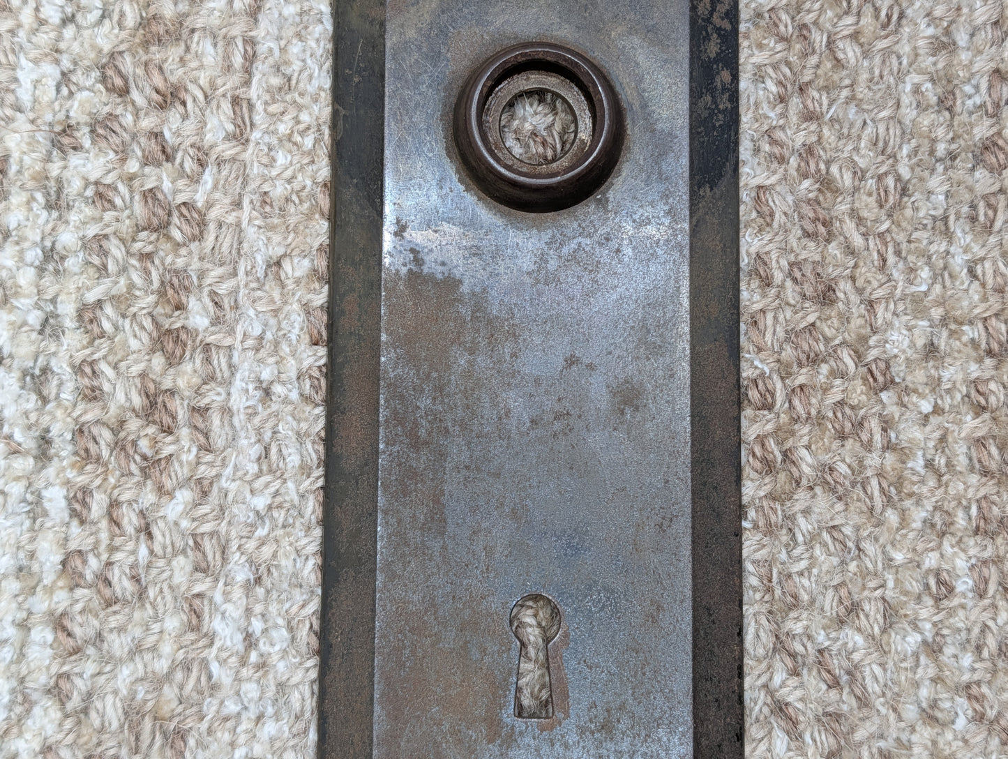 2 3/4" x 10" Antique Stamped Steel Door Knob Plate