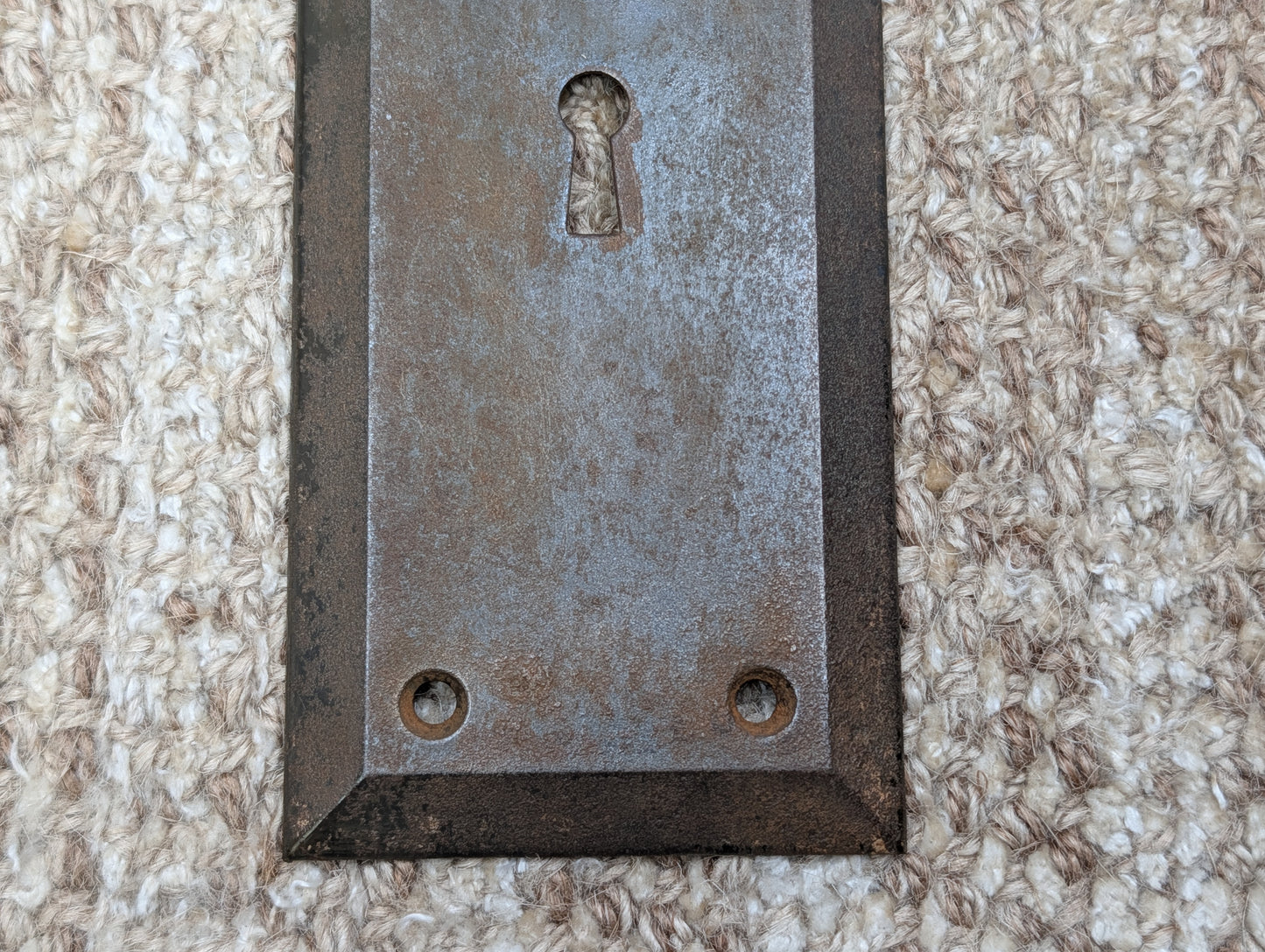 2 3/4" x 10" Antique Stamped Steel Door Knob Plate
