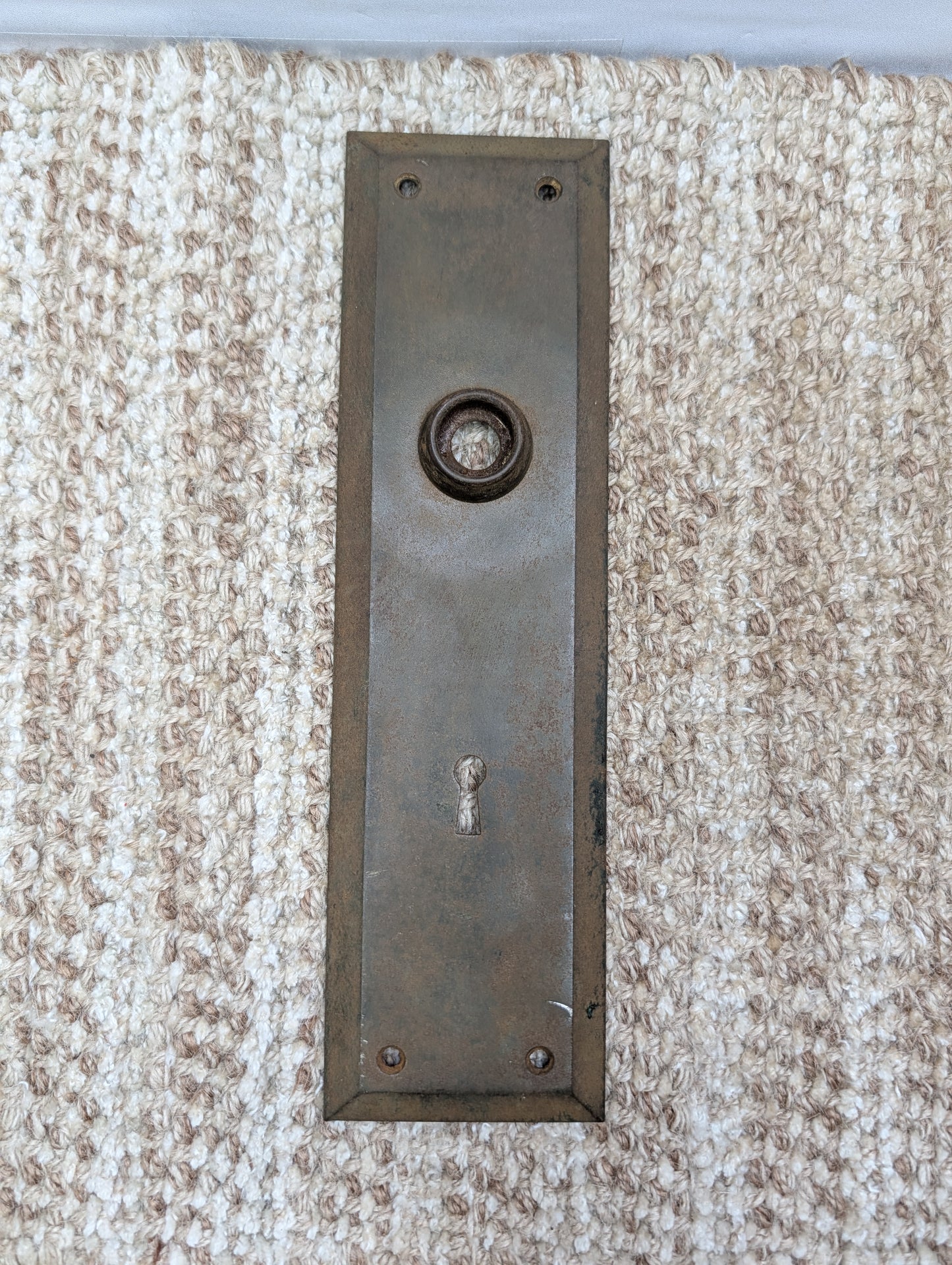 2 3/4" x 10" Antique Stamped Steel Door Knob Plate