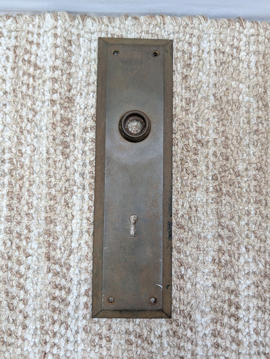 2 3/4" x 10" Antique Stamped Steel Door Knob Plate