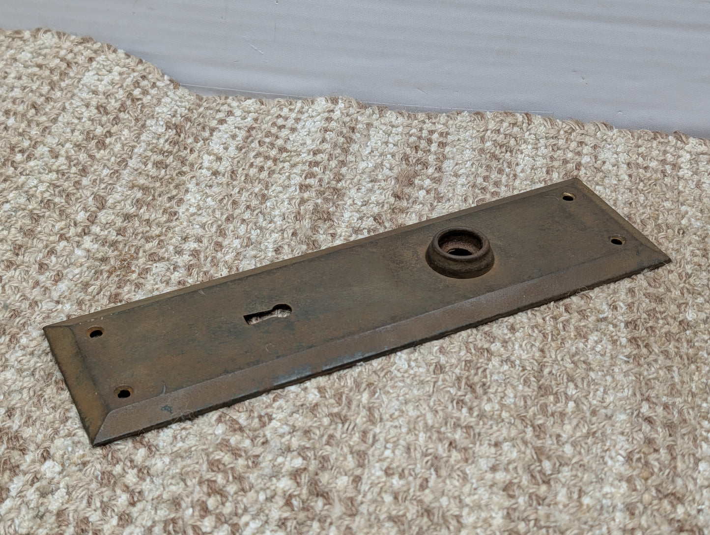 2 3/4" x 10" Antique Stamped Steel Door Knob Plate