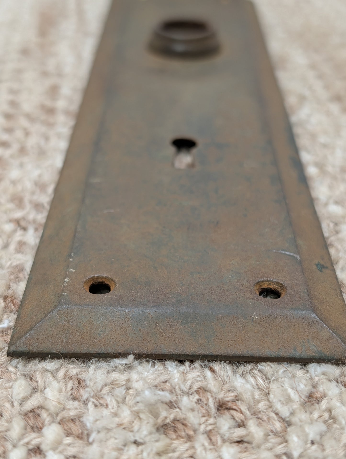 2 3/4" x 10" Antique Stamped Steel Door Knob Plate