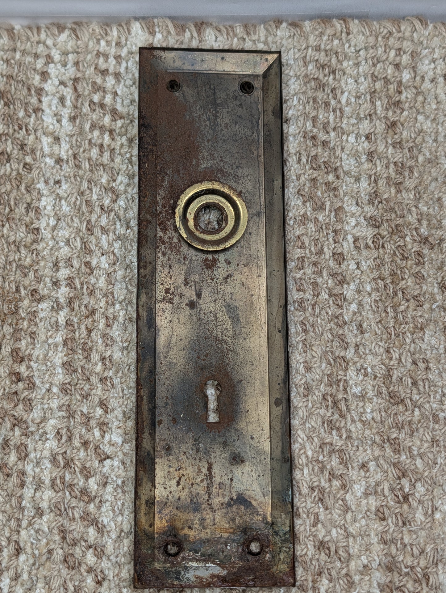 2 3/4" x 10" Antique Stamped Steel Door Knob Plate