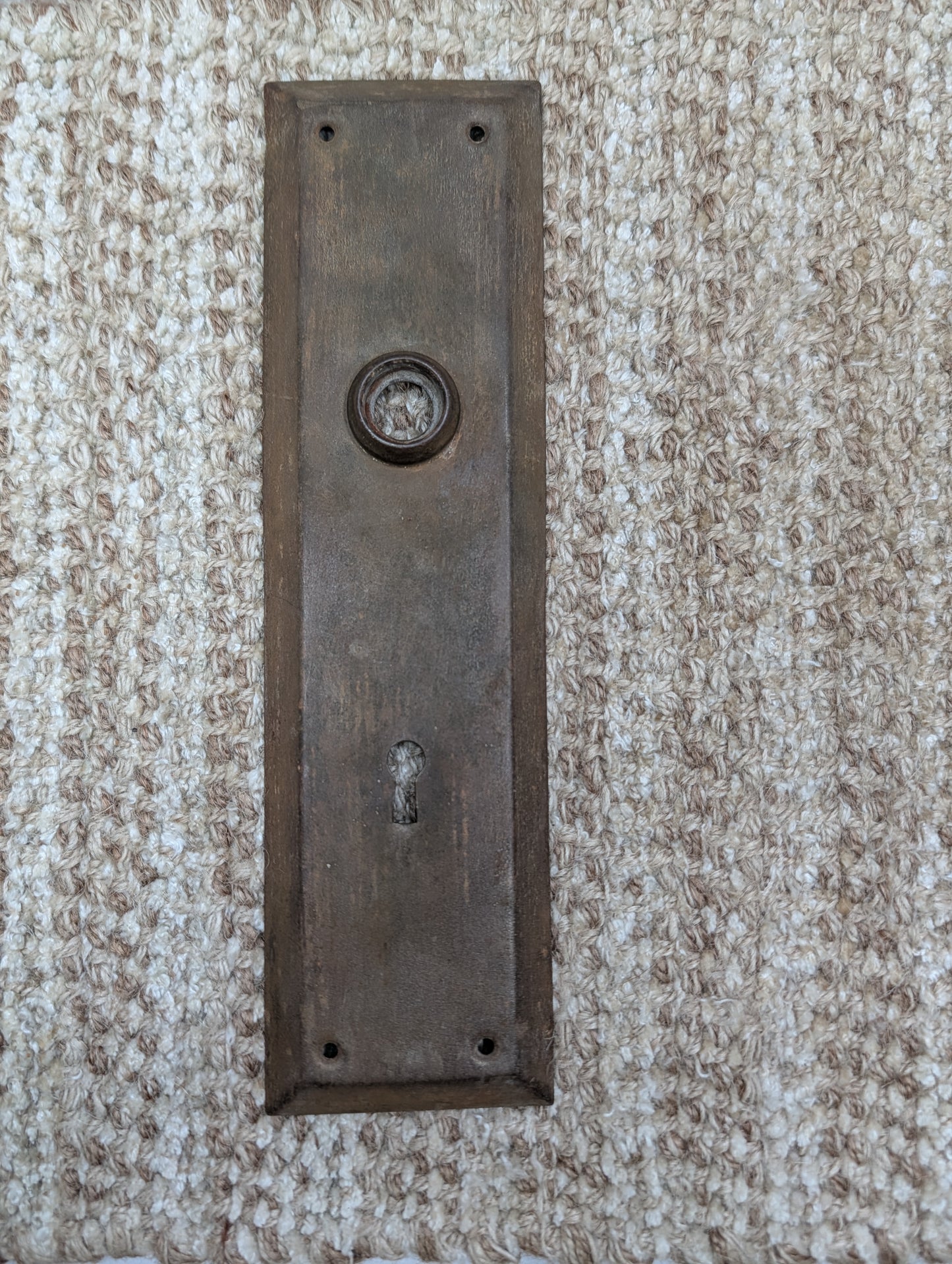 2 3/4" x 10" Antique Stamped Steel Door Knob Plate