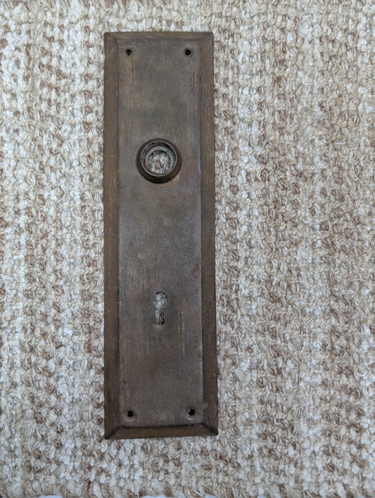 2 3/4" x 10" Antique Stamped Steel Door Knob Plate