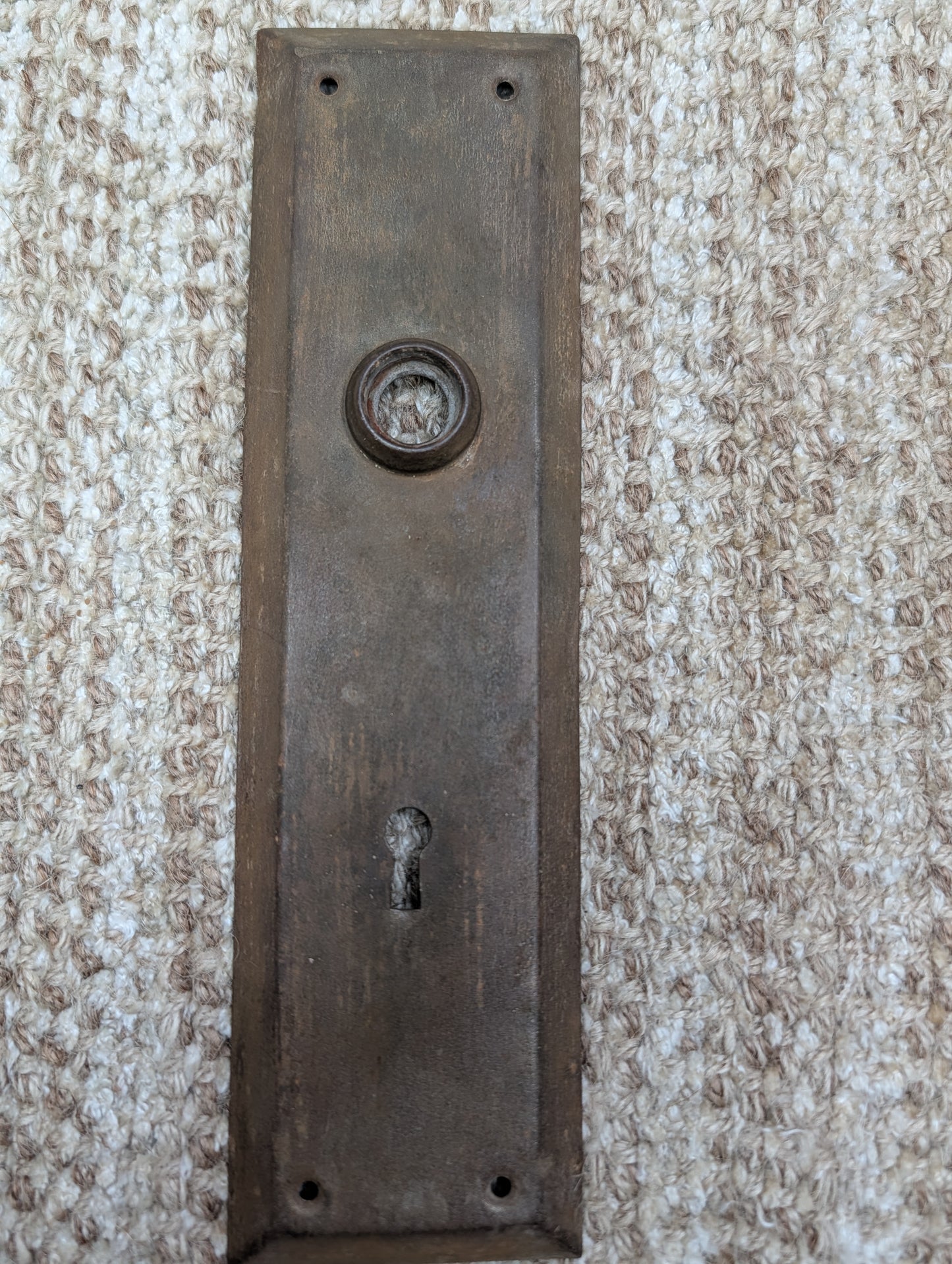 2 3/4" x 10" Antique Stamped Steel Door Knob Plate