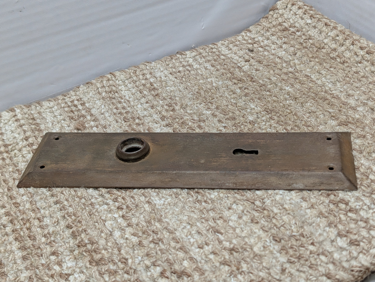2 3/4" x 10" Antique Stamped Steel Door Knob Plate
