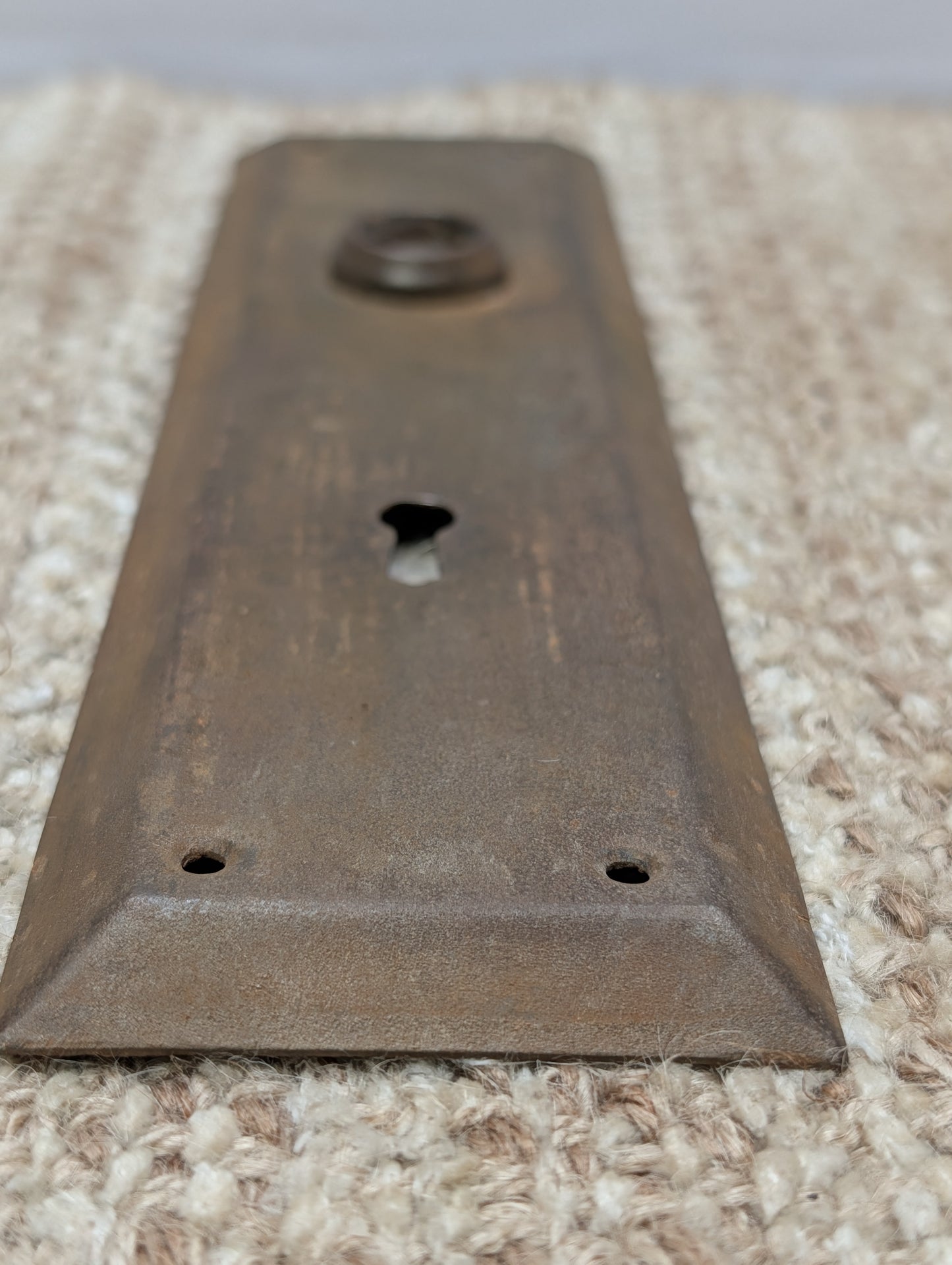 2 3/4" x 10" Antique Stamped Steel Door Knob Plate