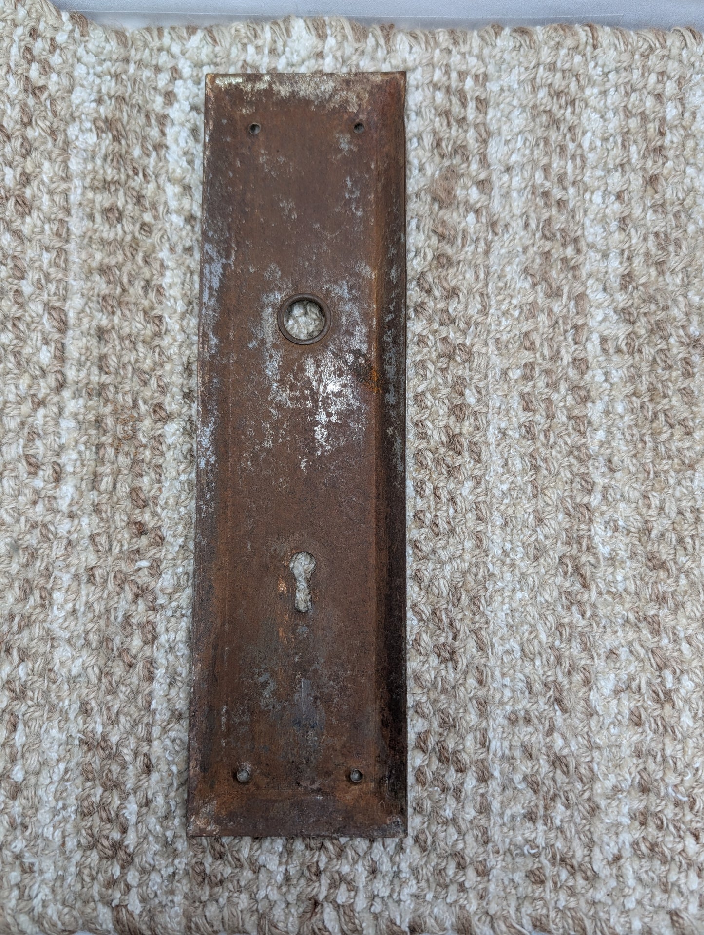 2 3/4" x 10" Antique Stamped Steel Door Knob Plate