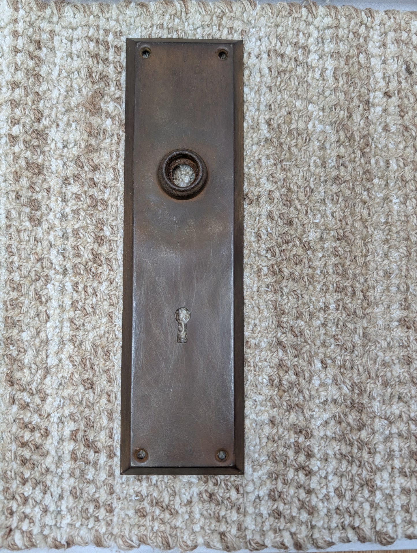 2 3/4" x 10" Antique Stamped Steel Door Knob Plate
