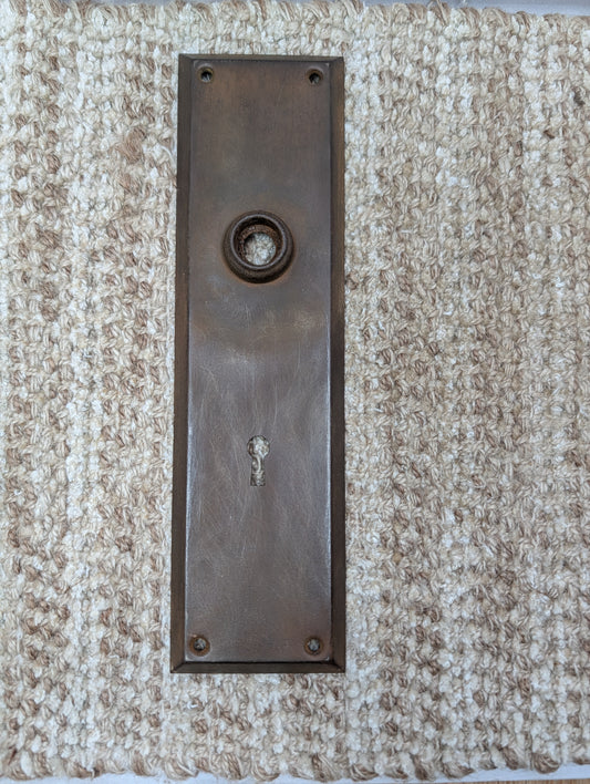2 3/4" x 10" Antique Stamped Steel Door Knob Plate