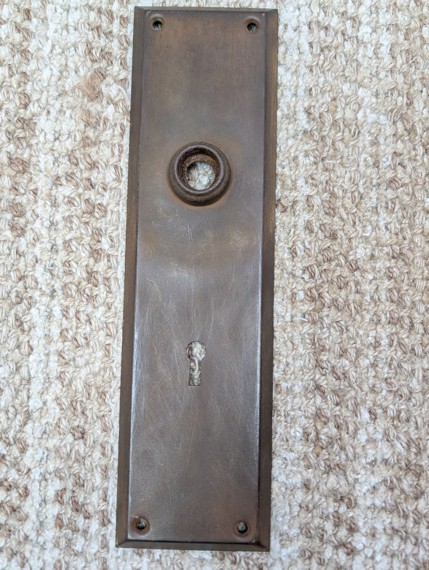 2 3/4" x 10" Antique Stamped Steel Door Knob Plate