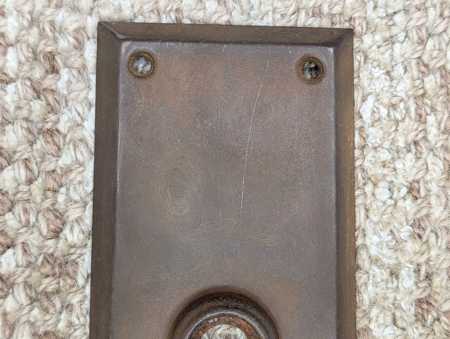 2 3/4" x 10" Antique Stamped Steel Door Knob Plate