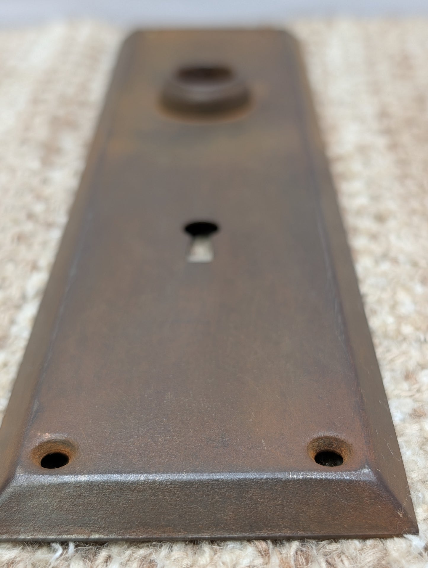 2 3/4" x 10" Antique Stamped Steel Door Knob Plate