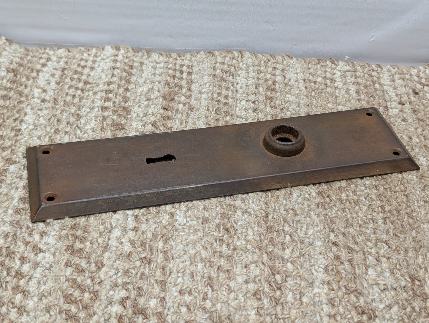 2 3/4" x 10" Antique Stamped Steel Door Knob Plate