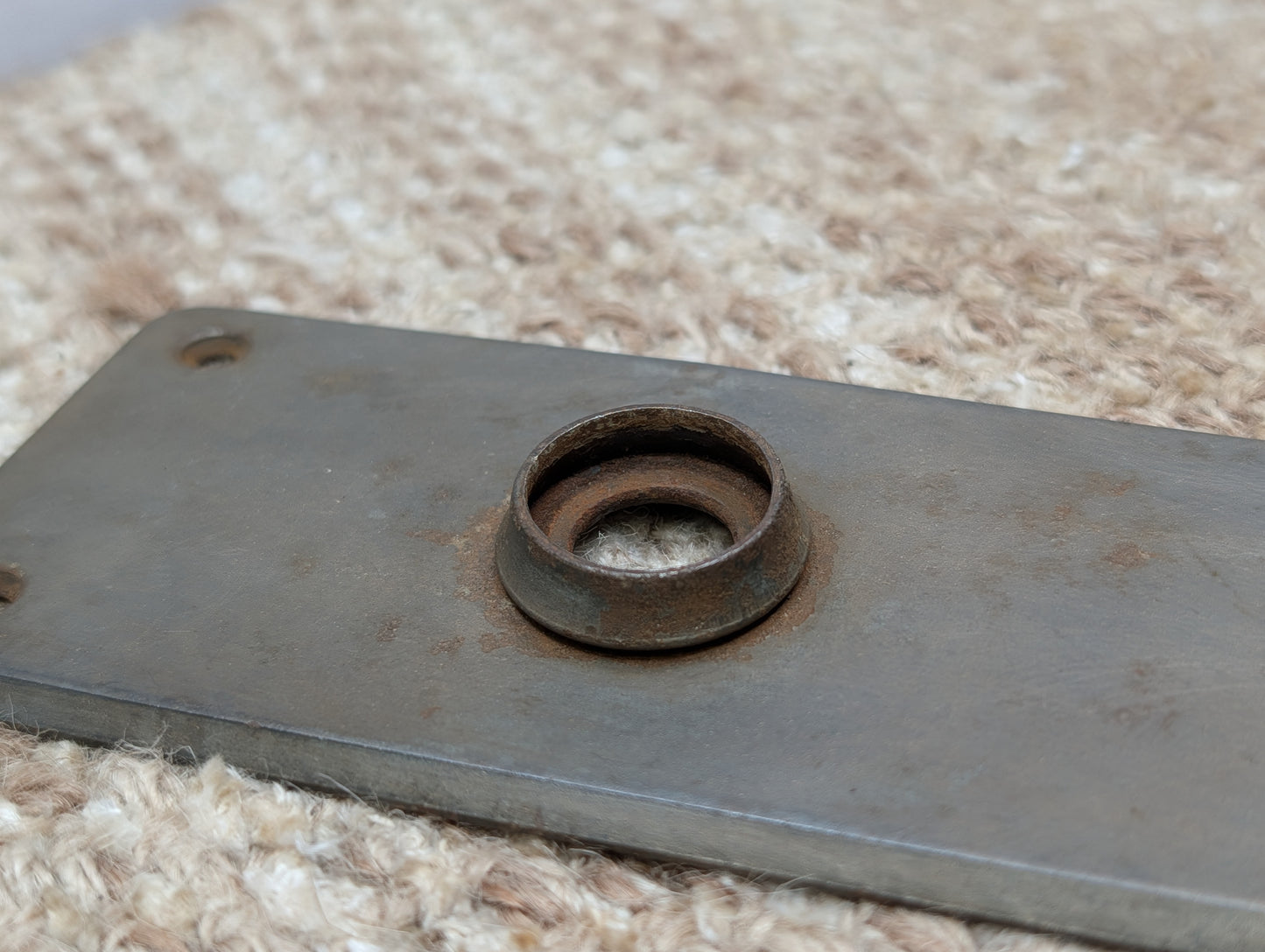 2 3/8" x 7 15/16" Antique Stamped Steel Door Knob Plate