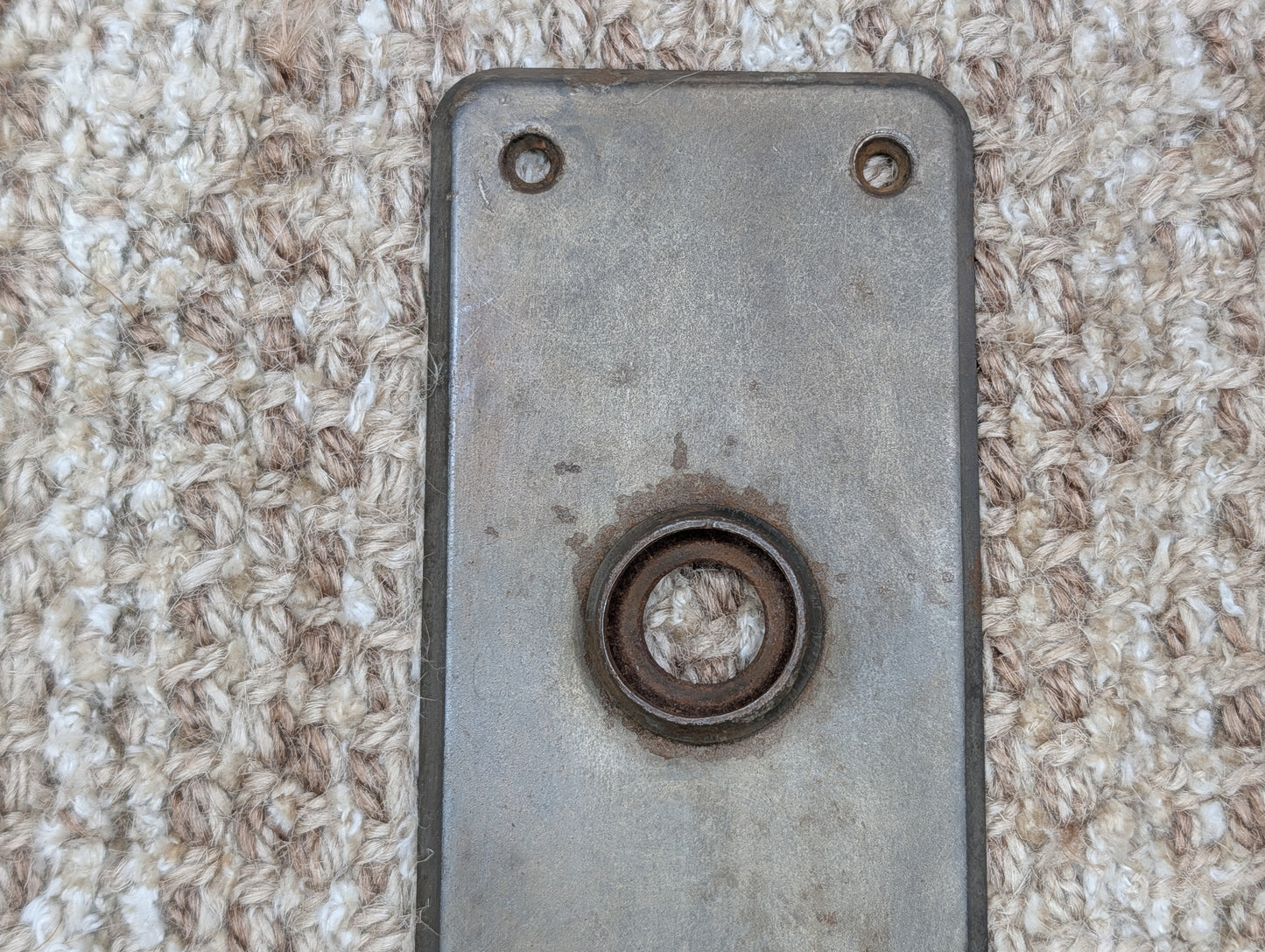 2 3/8" x 7 15/16" Antique Stamped Steel Door Knob Plate