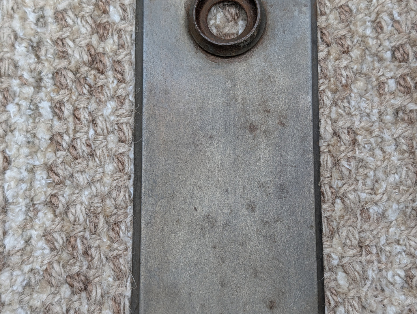 2 3/8" x 7 15/16" Antique Stamped Steel Door Knob Plate