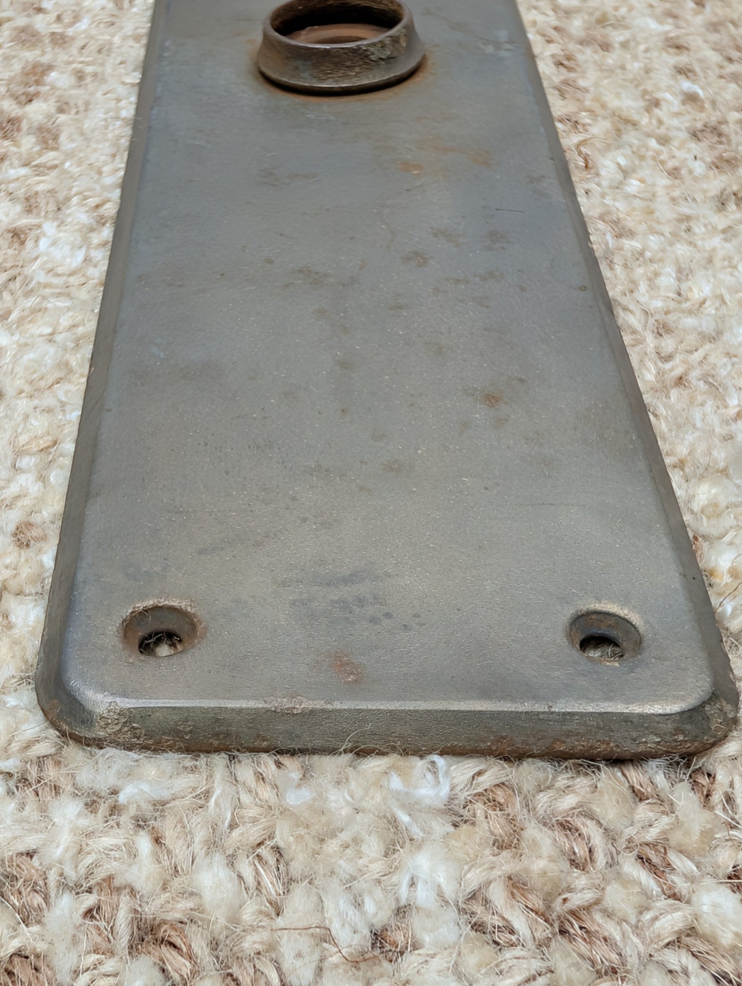 2 3/8" x 7 15/16" Antique Stamped Steel Door Knob Plate