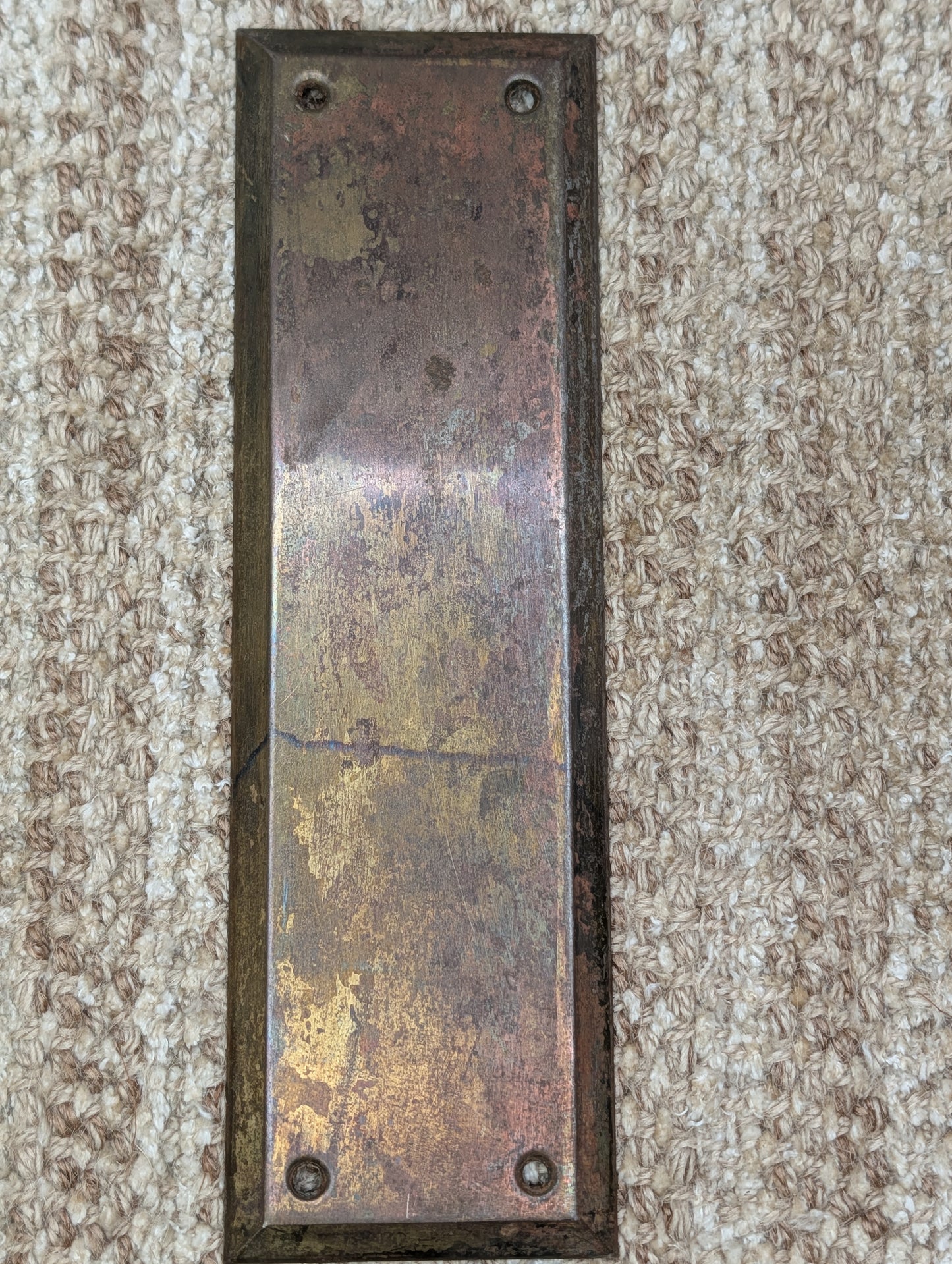 3" x 10" Antique Brass Plated Stamped Steel Door Push Plate
