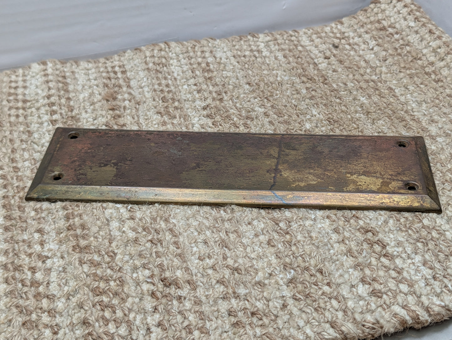 3" x 10" Antique Brass Plated Stamped Steel Door Push Plate