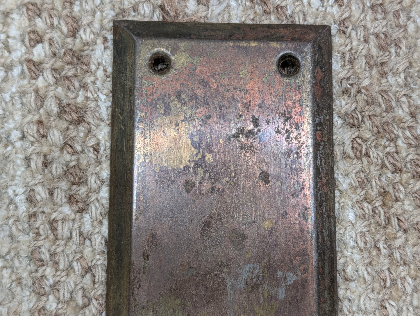 3" x 10" Antique Brass Plated Stamped Steel Door Push Plate
