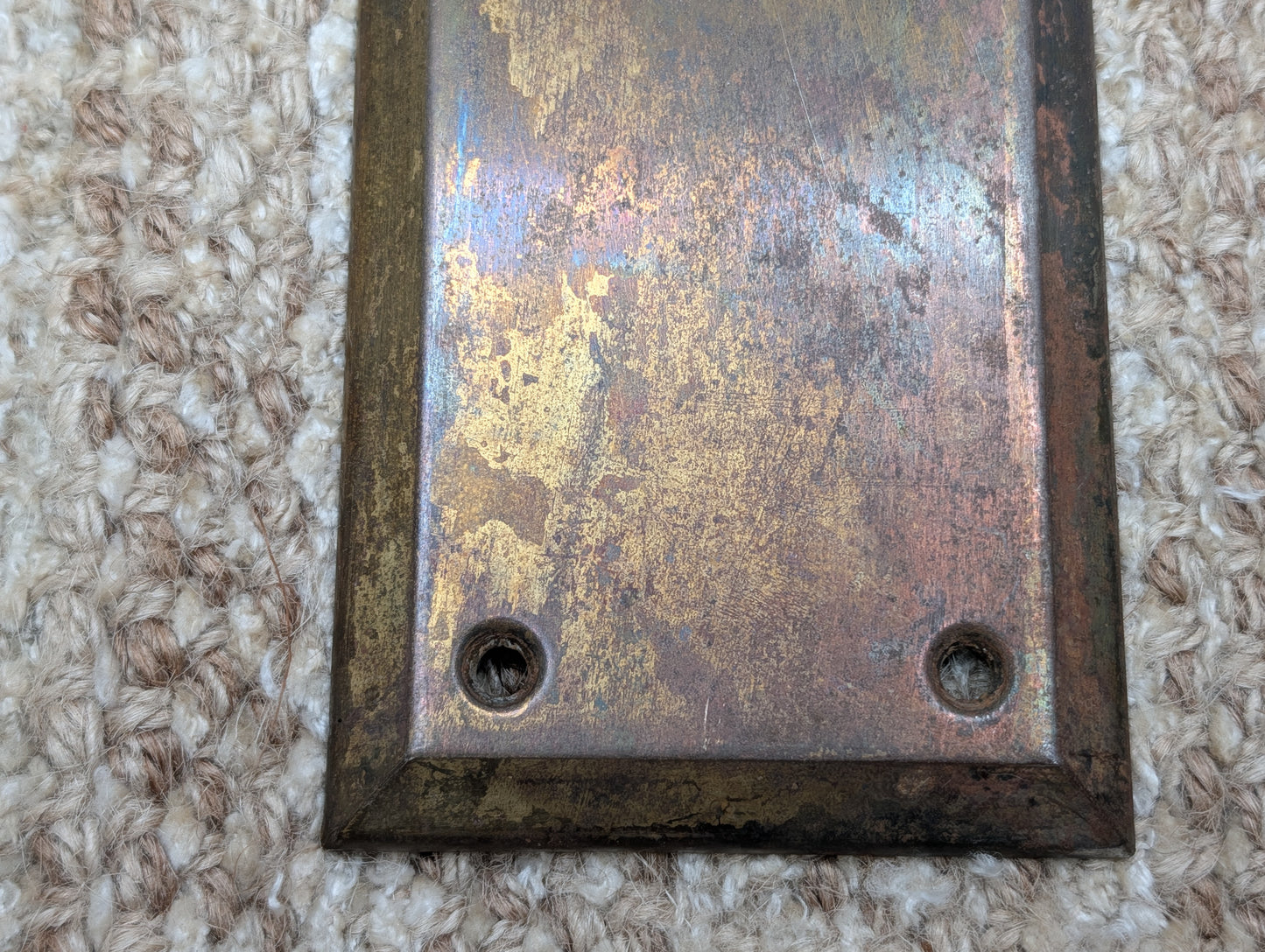3" x 10" Antique Brass Plated Stamped Steel Door Push Plate