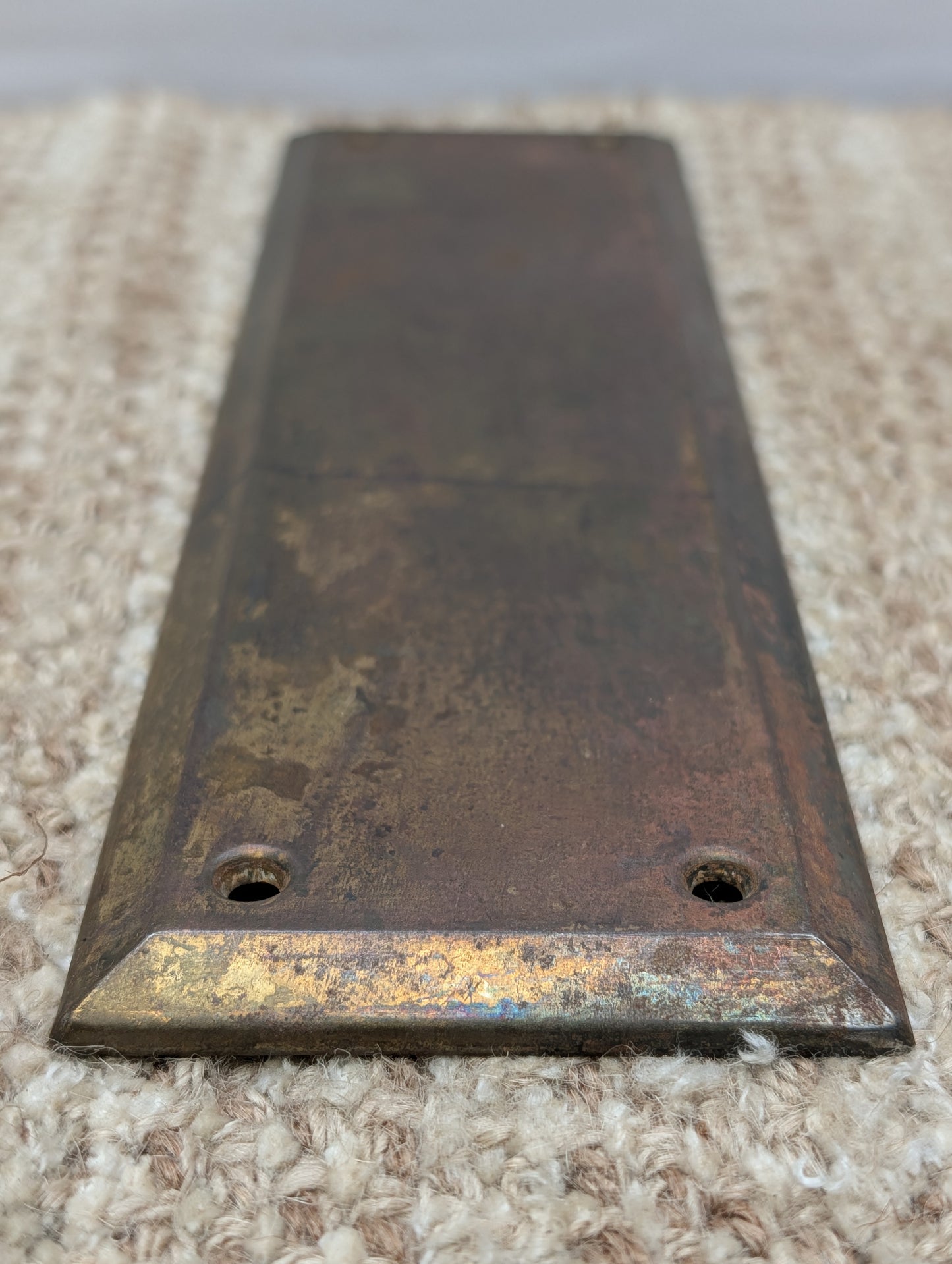 3" x 10" Antique Brass Plated Stamped Steel Door Push Plate